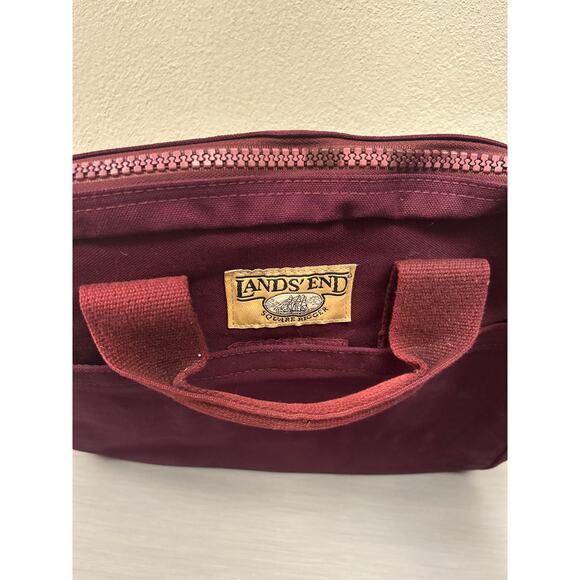 Vintage Lands’ End Square Rigger Maroon Canvas Messenger Laptop Bag Made in USA - Picture 9 of 9